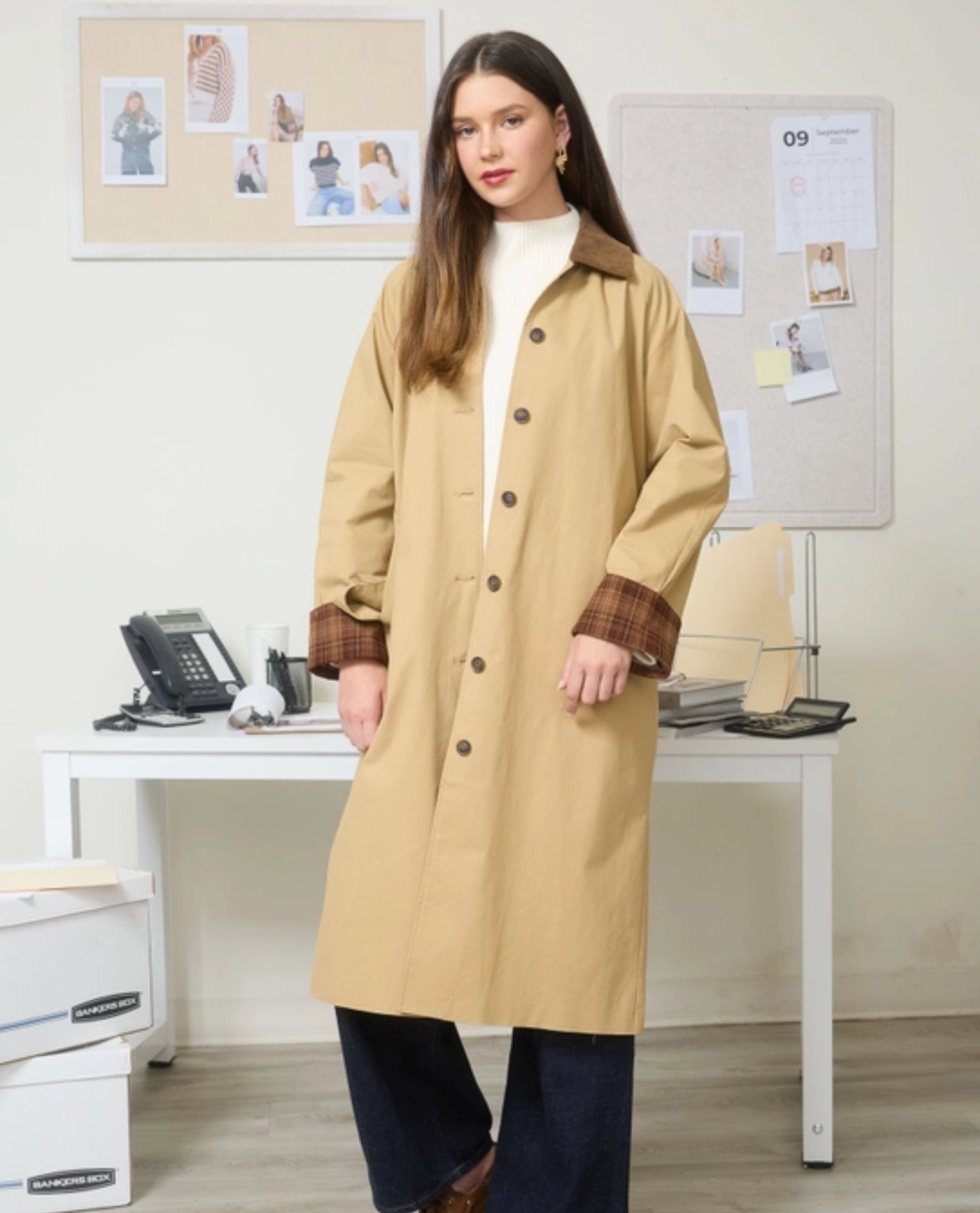 B5FJ1022 CORDUROY COLLAR BUTTON DOWN COAT