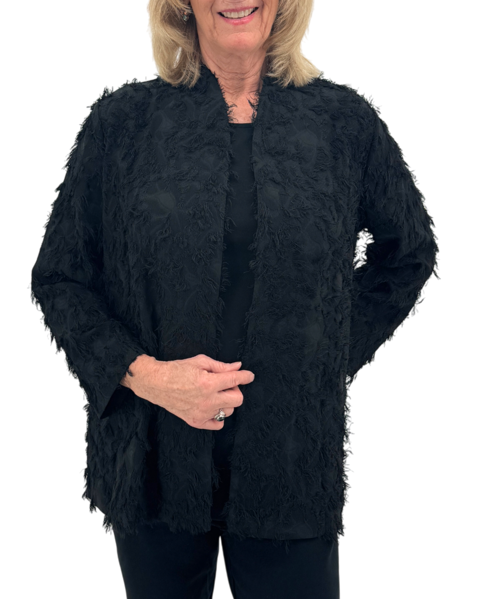 BY JJ TH-EL101J EYELASH KIMONO CARDIGAN