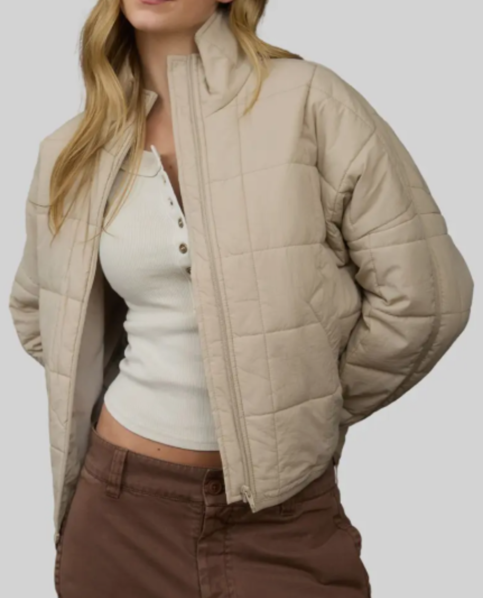 CR2720 SQUARE ZIP UP PUFF JACKET
