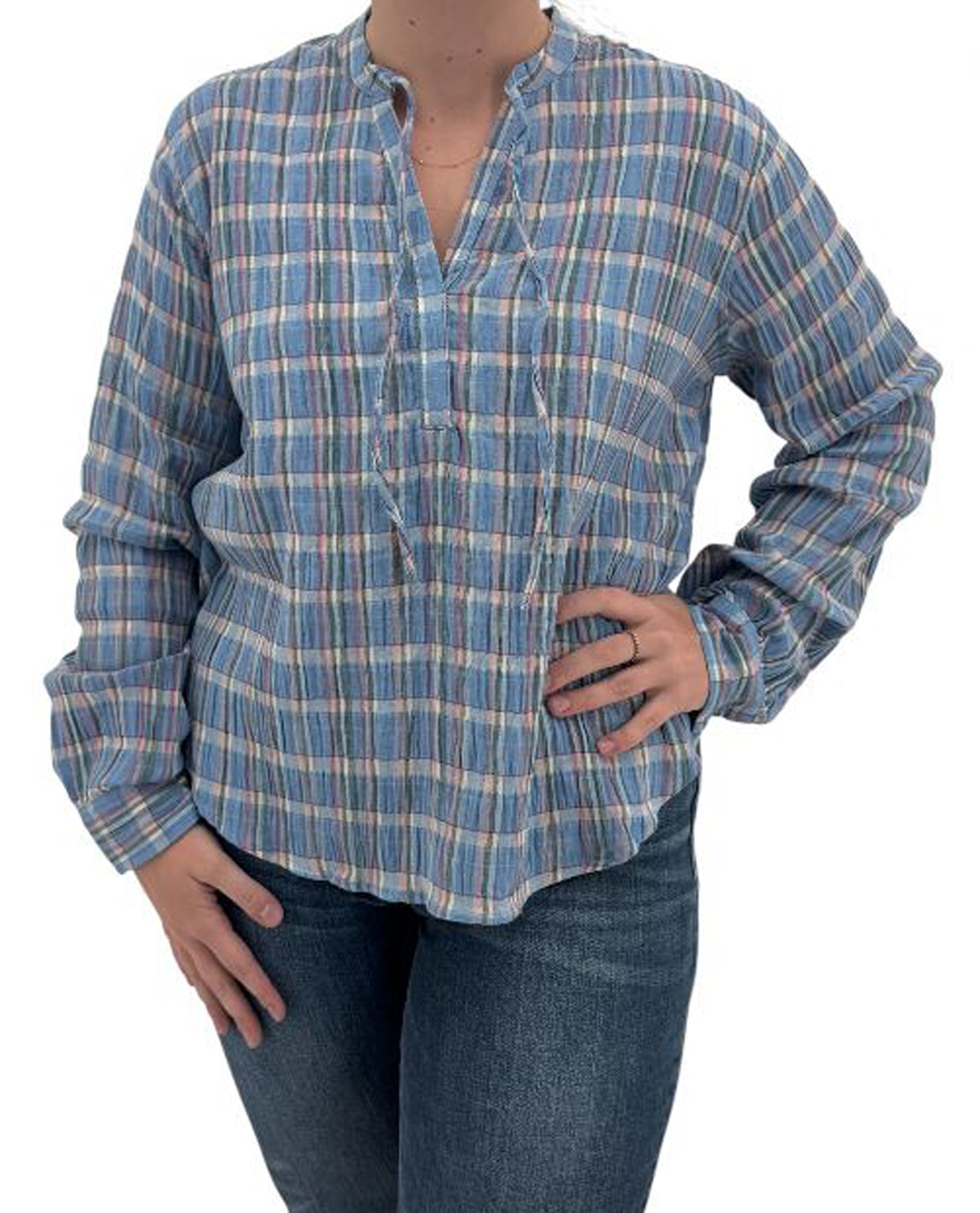 ERIKA ANN-EM5095 PLAID MADISON BLOUSE