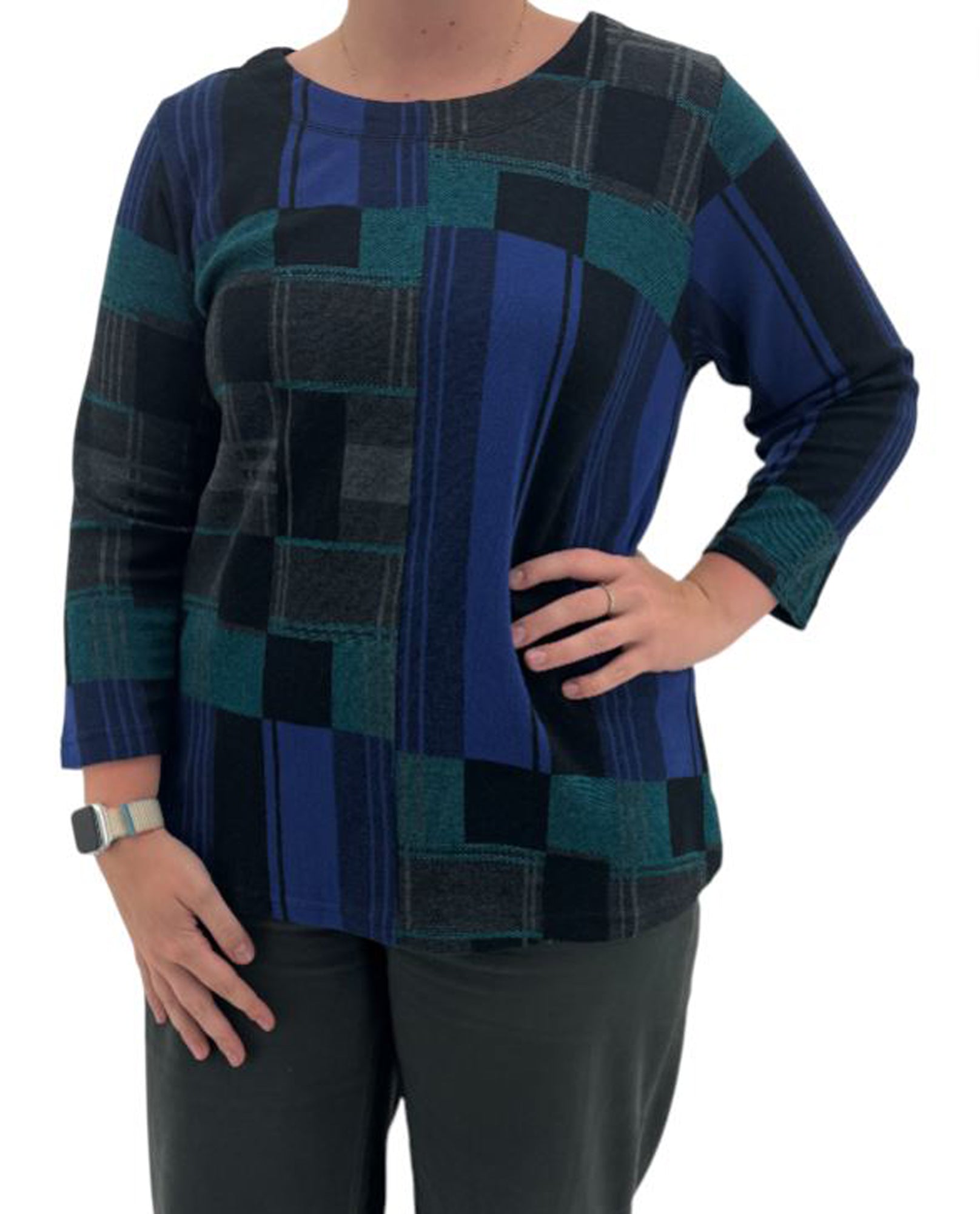 PARSLEY & SAGE 25W245C STEFFI CHECKER PRINT TOP