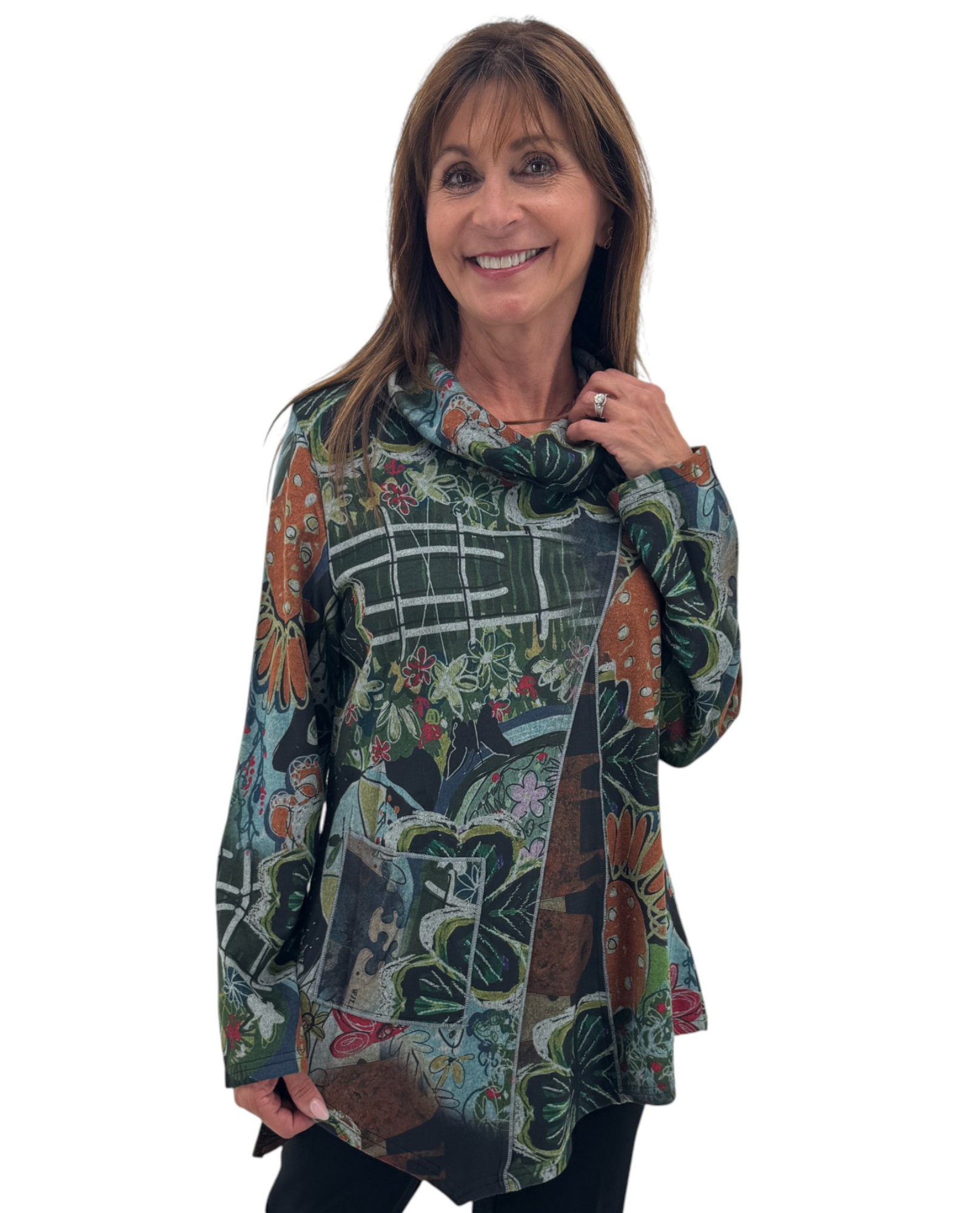 RADZOLI ANN23568 DIAMOND CUT FAUX SUEDE TUNIC