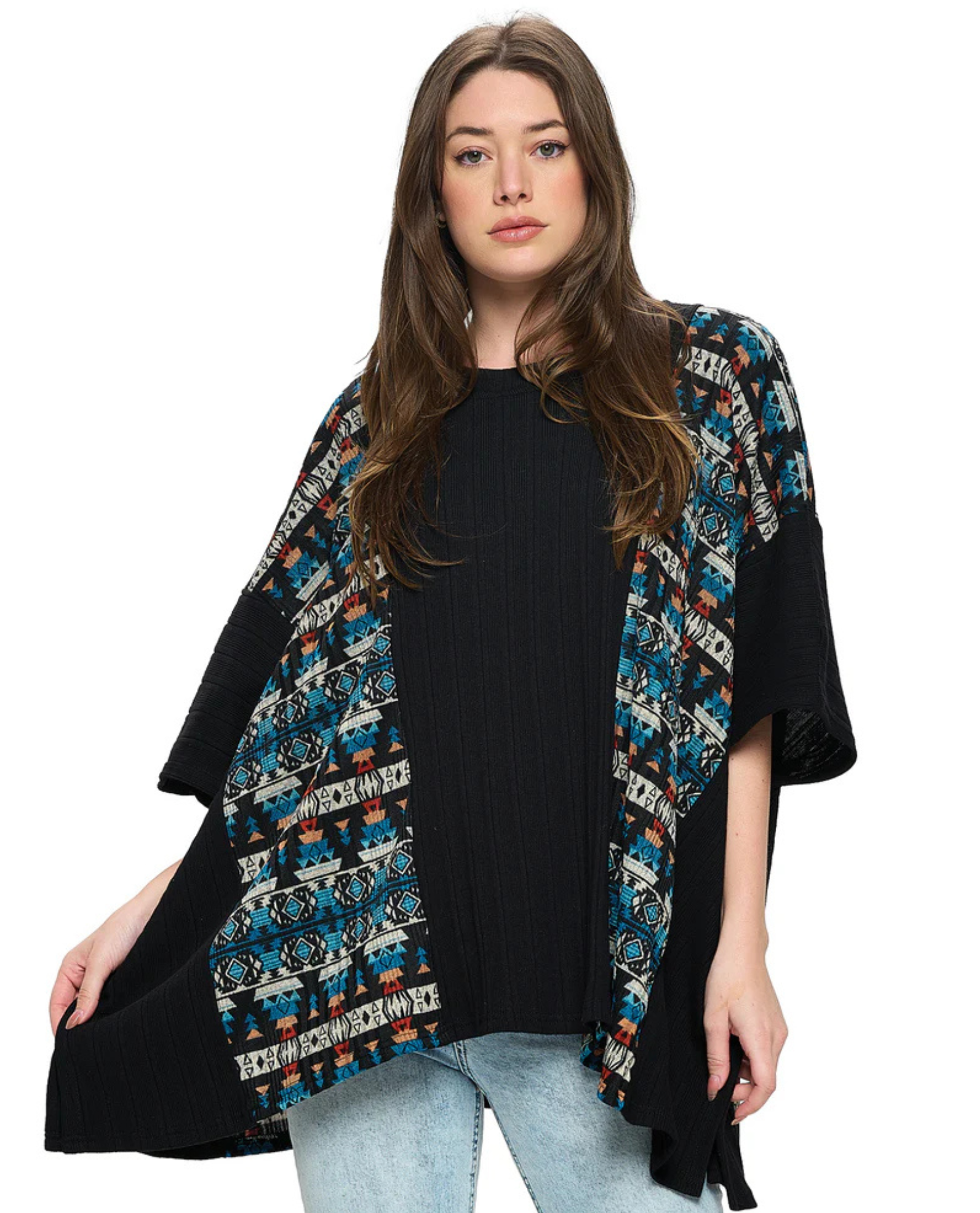 YAK & YETI 23819 OVERSIZED RIBBED PONCHO ONE SIZE